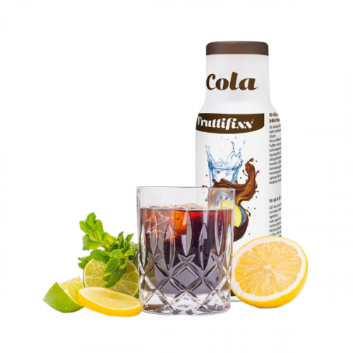 Eine Flasche Sodahome Colafixx Sirup mit Cola-Geschmack, perfekt für die Zubereitung von spritzigen Erfrischungsgetränken mit dem Wassersprudler.