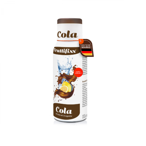 Eine Flasche Sodahome Colafixx Sirup mit Cola-Geschmack, perfekt für die Zubereitung von spritzigen Erfrischungsgetränken mit dem Wassersprudler.